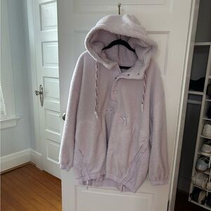 NWOT Free People Movement Lavender Fleece Hoodie Sweatshirt Size Large